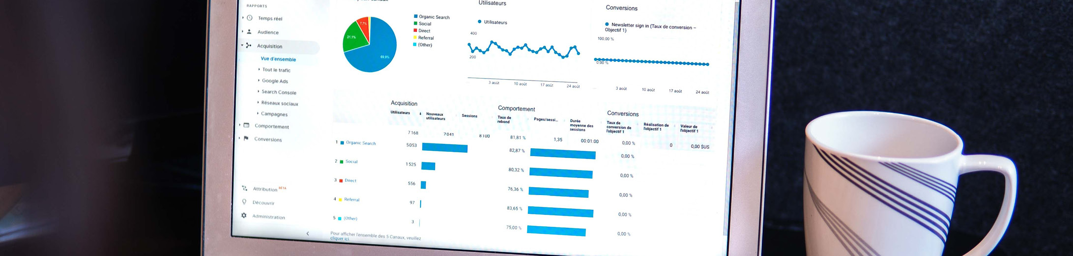 A screen showing google analytics for small business