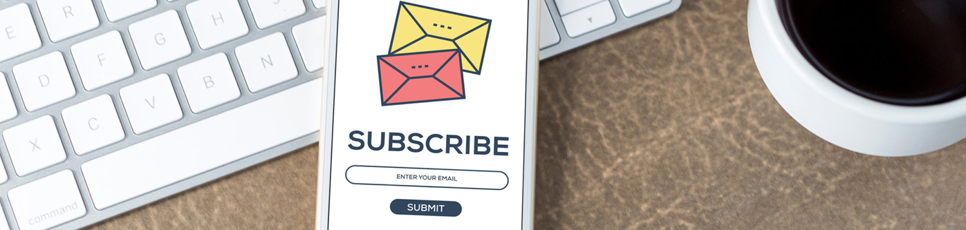 Email newsletter sign up form on a mobile phone