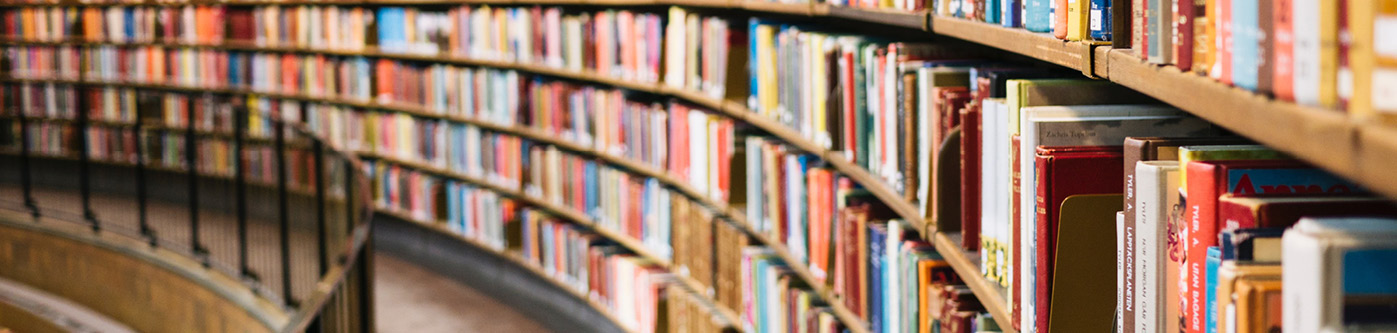 a closeup of books in a library