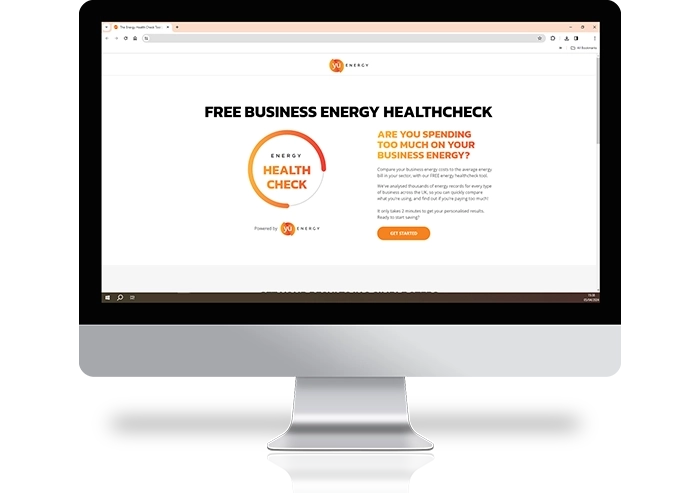 sustainable business resources: a mac showing the yu energy energy healthcheck tool