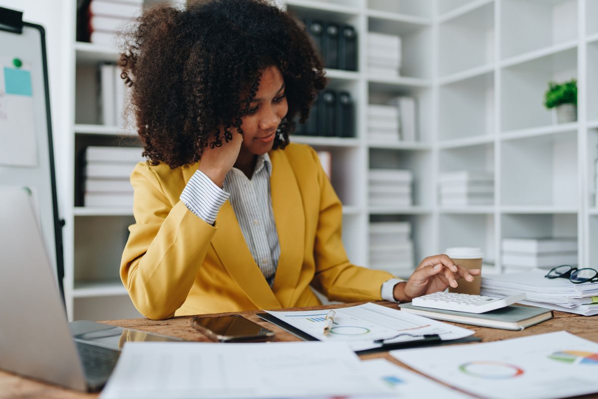 businesswoman doing paperwork